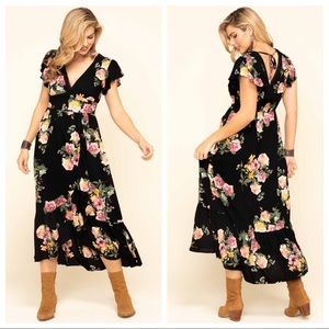 Band of Gypsies Floral Midi Dress